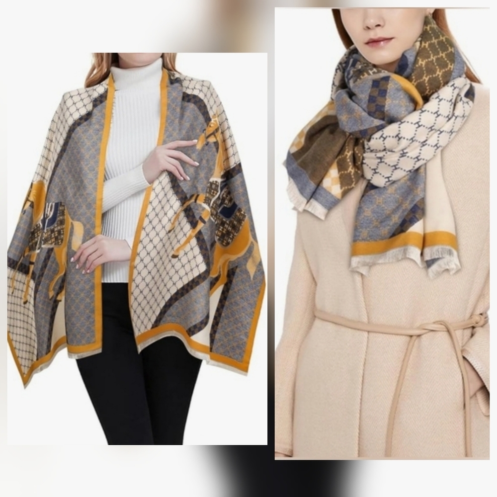 Large Stylish Horse Design Shawl Scarf Wrap - Picture 3 of 7